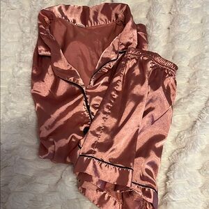 Womens pink silk pajama set